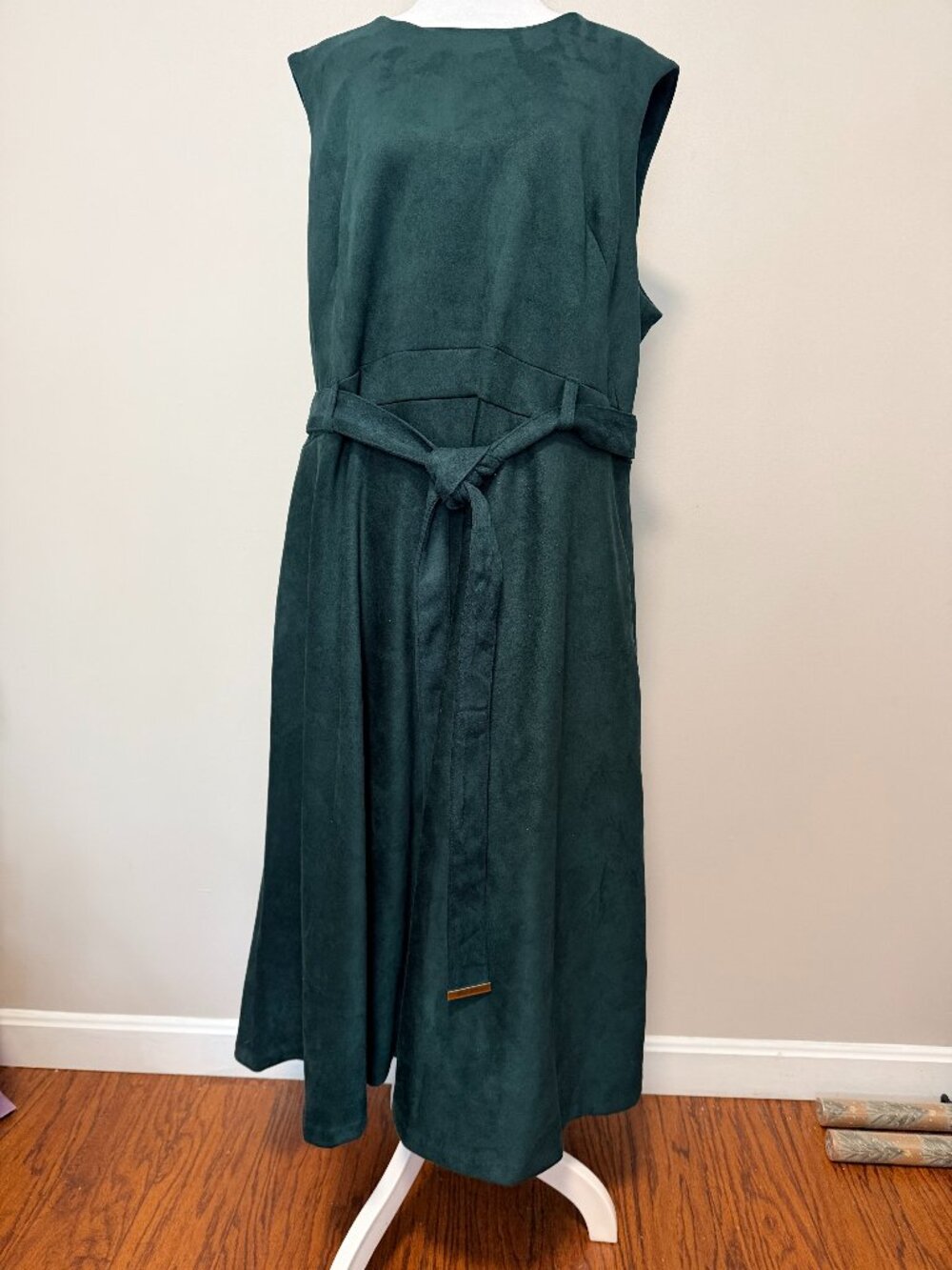 Calvin Klein Forest Green Faux Suede Belted Midi Dress Size 22W